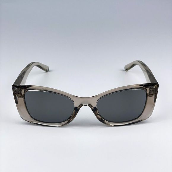Saint Laurent SL593 003 Sunglasses Beige Grey Silver Square Unisex - Picture 1 of 12